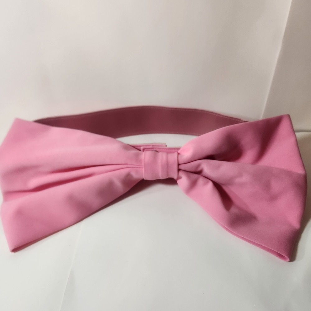 Womens Pink Oversized Bow Belt Wide Waist Snap Closure Cosplay Costume Accessory